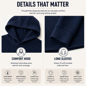 3-Pack Men's Waffle Knit Thermal Pullover Hoodie (S-3XL) view 4