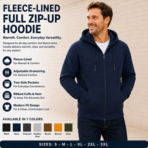 Men’s 3-Pack Fleece-Lined Zip-Up Hoodies – Warm Cotton Blend, Modern Fit Sweatshirts view 3