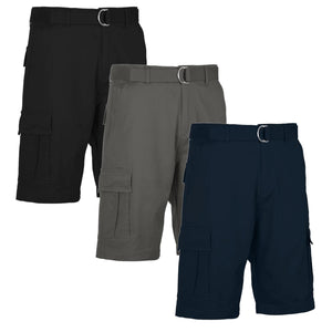 3-Pack Men's Cotton Flex Stretch Cargo Shorts With Belt (Sizes, 30-42) view 5