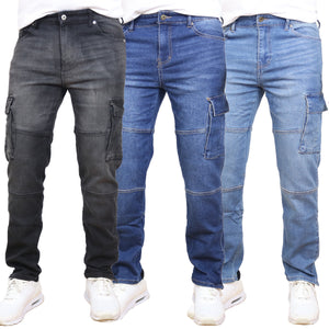 3-Pack Men's Modern Fit Stretch Cargo Pocket Flex Jeans view 1