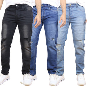 Men's Stretch Ripped Jeans - Authentic Denim Look with Flexibility & Comfort (Sizes: 30-42) view 2