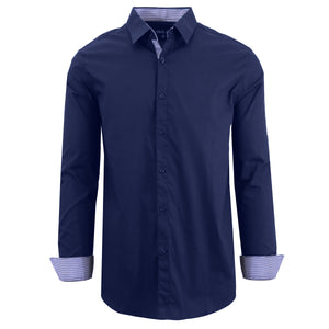 Men's Long Sleeve Solid Dress Shirts - Slim-Fit, Comfortable & Versatile for Everyday & Formal Wear (S-2XL) view 4