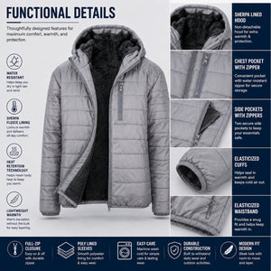 Mens Sherpa-Lined Hooded Puffer Jacket (Sizes, S to 2XL) view 5