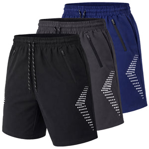 Men's 3-Pack Performance Training Shorts With Zipper Pockets (Sizes, S to 2XL) view 2
