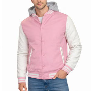 Men's Hooded Varsity Jacket w/ Detachable Hood view 6
