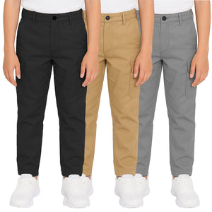 3-Pack Boy’s Super Stretch Cotton Cargo Pants – Durable, Comfy & Functional Everyday Wear view 5