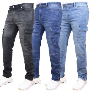 Men's Modern Fit Stretch Cargo Pocket Flex Jeans view 3