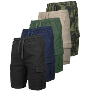 3-Pack Men’s Flex Cargo Shorts with Elastic Waistband and Drawstring – Comfortable Fit with 6 Pockets and Stretch Fabric (S-2XL) view 1