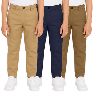 3-Pack Boy’s Super Stretch Cotton Cargo Pants – Durable, Comfy & Functional Everyday Wear view 6
