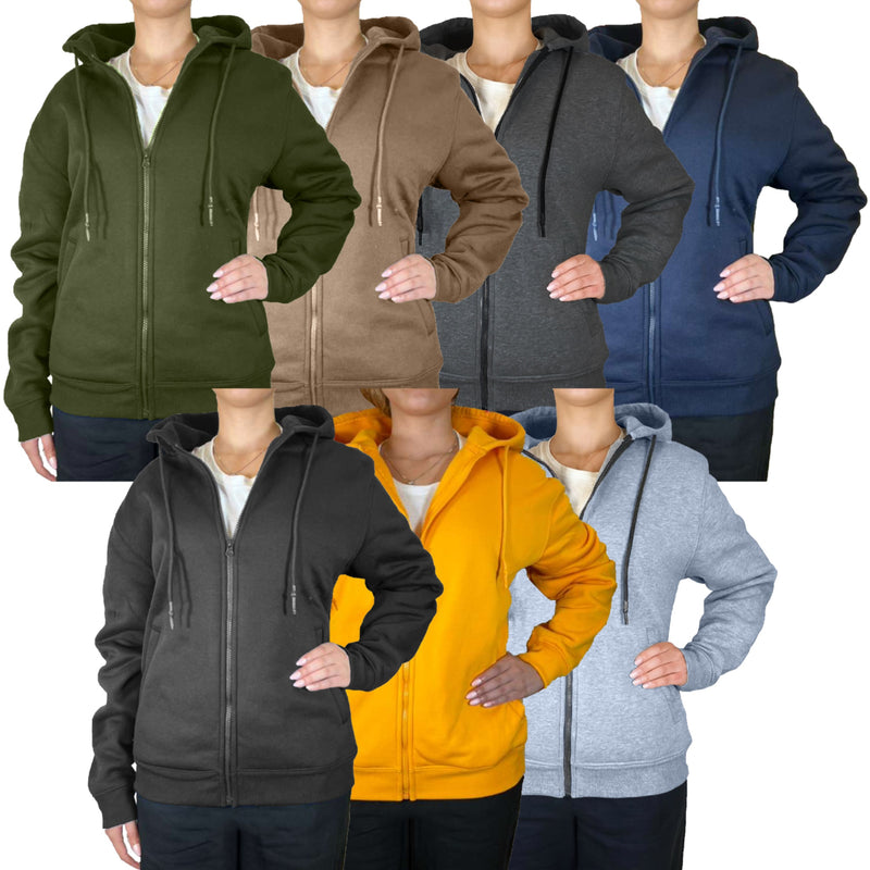 Women’s Fleece-Lined Zip-Up Hoodies – Warm Cotton Blend, Modern Fit Sweatshirts
