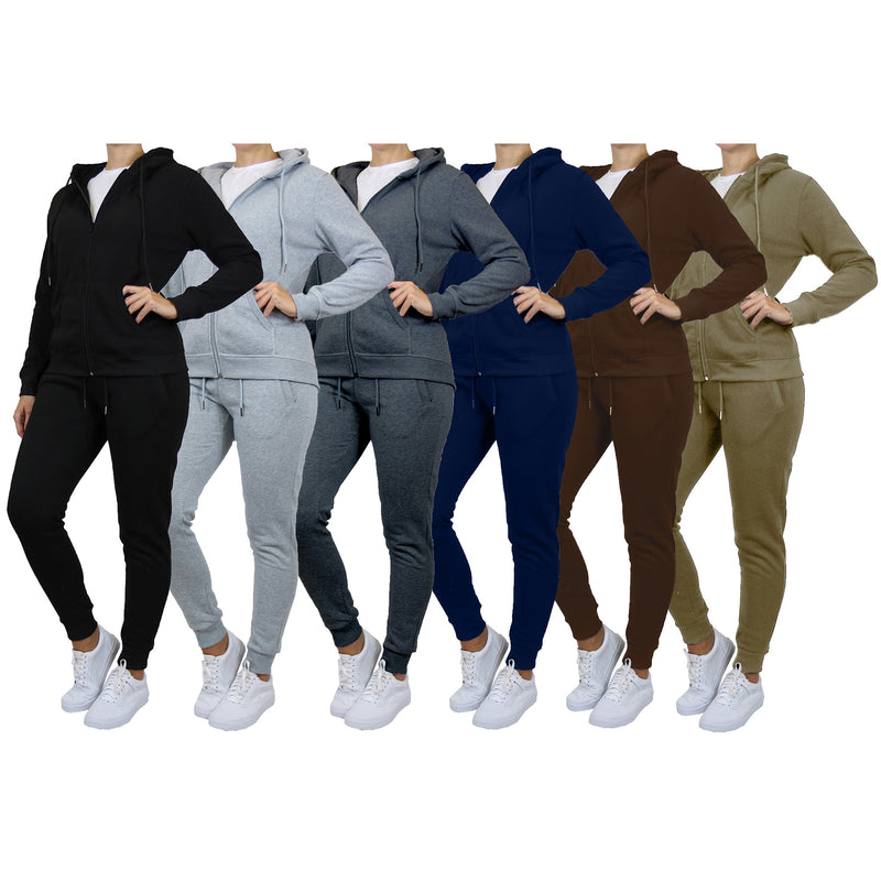 Women's Fleece-Lined Full-Zip Hoodie & Jogger 2-Piece Set