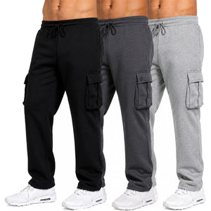 3-Pack Men's Fleece Lined Cargo Jogger Sweatpants view 1