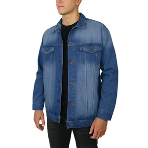 Men’s Regular Fit Denim Jacket with Pockets & Adjustable Hem (S-2XL) view 4