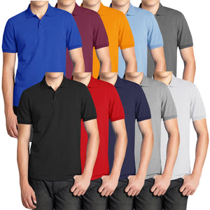 3-Pack Men’s Short Sleeve Pique Polo Shirt with Ribbed Collar and Breathable Cotton-Blend Fabric (S-3XL) view 1