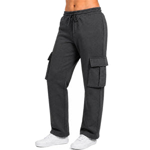 Women's Loose Fit Open Bottom Fleece Jogger Sweatpants with Velcro Cargo Pockets (S-5XL) view 3