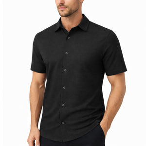 Men’s Modern-Fit Short Sleeve Knit Button Down Shirts (Size:- S-3XL) view 2