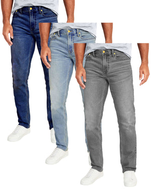 Men's 3-Pack Flex Stretch Slim Straight Jeans with 5 Pocket (Sizes, 30-42) view 5