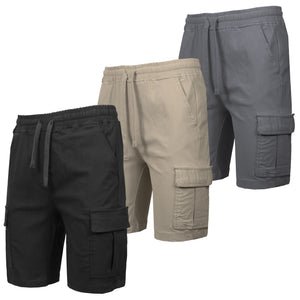 3-Pack Men’s Flex Cargo Shorts with Elastic Waistband and Drawstring – Comfortable Fit with 6 Pockets and Stretch Fabric (S-2XL) view 6
