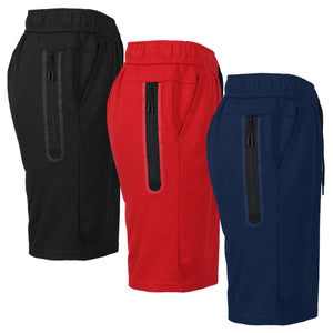 Men's 3-Pack Tech Fleece Performance Shorts With Heat Seal Zipper Pocket (Sizes, S-2XL) view 6