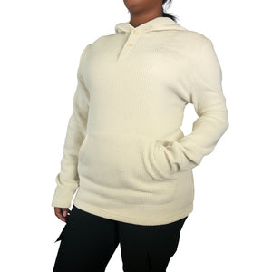 Womens Waffle Knit Thermal Pullover Hoodie (S-3XL) view 4