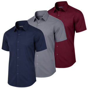 3-Pack Mens Short Sleeve Slim-Fit Design Dress Shirts (S-3XL) view 5