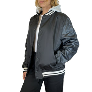 Women’s Hooded Varsity Jacket w/ Detachable Hood view 3