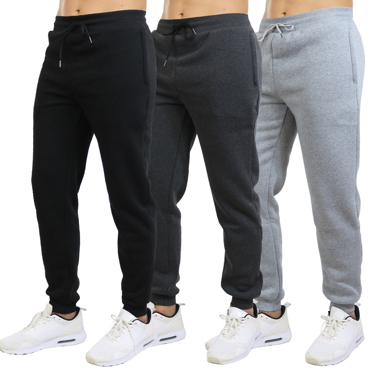 3-Pack Mens Slim Fit Fleece Jogger Sweatpants (S-2XL)