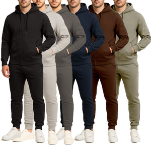 Men's Fleece-Lined Full-Zip Hoodie & Jogger 2-Piece Set view 1
