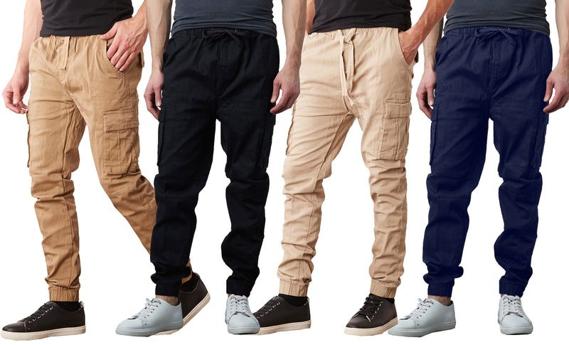 Men's Cotton Flex Stretch Cargo Jogger Pants (Sizes: S-2XL)