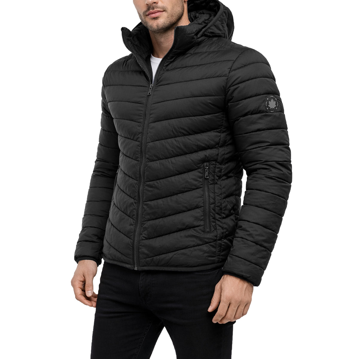 Mens Sherpa-Lined Hooded Puffer Jacket (Sizes, S to 2XL)