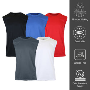Men's Performance Moisture Wicking Active Short Sleeve & Muscle Tee (5-Pack) view 4