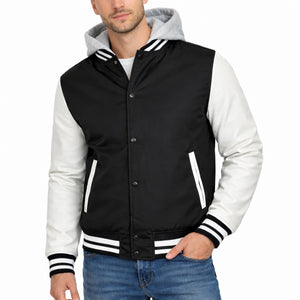 Men's Hooded Varsity Jacket w/ Detachable Hood view 3