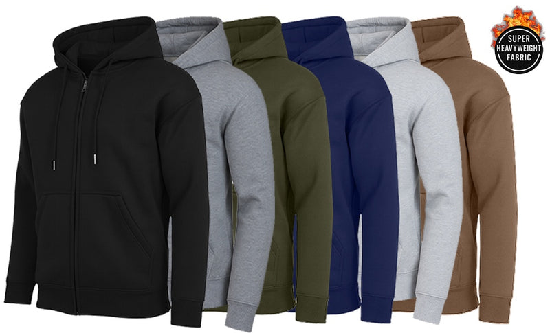 Men's Super Heavyweight Fleece-Lined Zipper Hoodie (Sizes, S to 3XL)