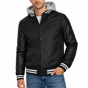 Men's Hooded Varsity Jacket w/ Detachable Hood view 2