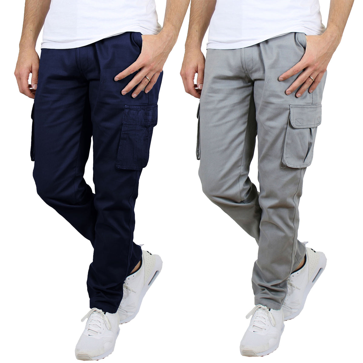 2-Pack Men's Flex-Stretch Cotton Cargo Pants – Comfortable, Durable & Versatile (31-Inch Inseam)