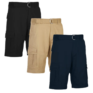 3-Pack Men's Cotton Flex Stretch Cargo Shorts With Belt (Sizes, 30-42) view 6