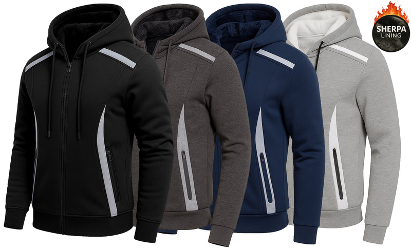 Men's Heavyweight Sherpa Fleece-Lined Full Zip Classic Tech Hoodie