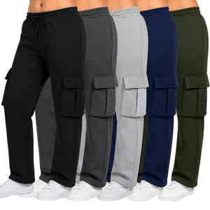 Women's Loose Fit Open Bottom Fleece Jogger Sweatpants with Velcro Cargo Pockets (S-5XL) view 1