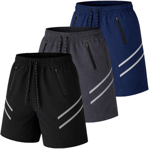 Men's 3-Pack Performance Training Shorts With Zipper Pockets (Sizes, S to 2XL) view 3