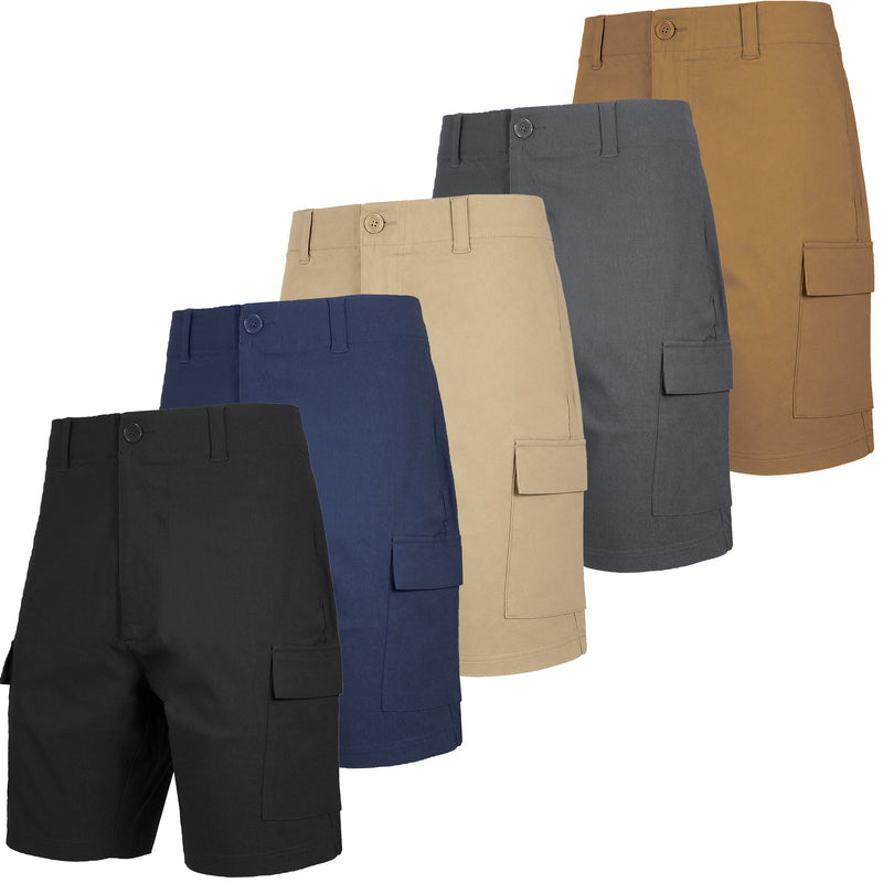 Men’s Super Stretch Cargo Shorts with Button Closure and Zipper Pockets