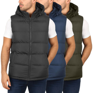 Men’s Heavyweight Hooded Puffer Bubble Vest view 1