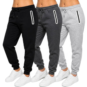 3-Pack Women's Loose-Fit Fleece-Lined Jogger With Heat Seal Zipper Side Pockets view 1