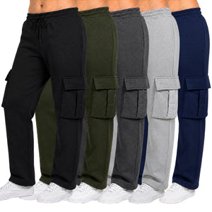 3-Pack Women’s Relaxed Fit Open Bottom Fleece Cargo Sweatpants with Velcro Pockets view 5