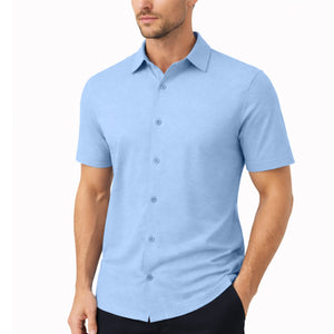 Men’s Modern-Fit Short Sleeve Knit Button Down Shirts (Size:- S-3XL) view 5