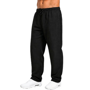 Mens Fleece Lined Open Bottom Sweatpants With Pockets, Workout Joggers Casual view 2