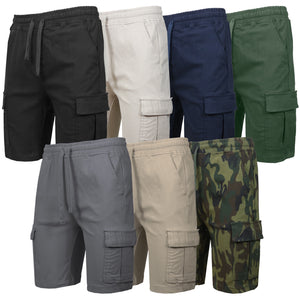 Men’s Flex Cargo Shorts with Elastic Waistband and Drawstring – Comfortable Fit with 6 Pockets and Stretch Fabric (S-2XL) view 3