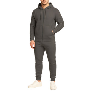 Men's Fleece-Lined Full-Zip Hoodie & Jogger 2-Piece Set view 4