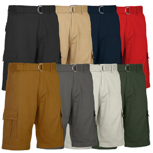 3-Pack Men's Cotton Flex Stretch Cargo Shorts With Belt (Sizes, 30-42) view 1