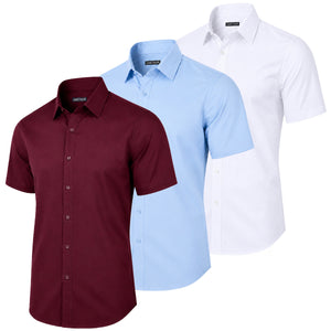 3-Pack Mens Short Sleeve Slim-Fit Design Dress Shirts (S-3XL) view 4