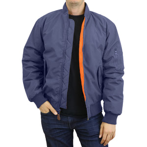 Men's Heavyweight MA-1 Bomber Flight Jacket - Classic Orange Lining, Water-Resistant, Ribbed Collar & Cuffs view 3